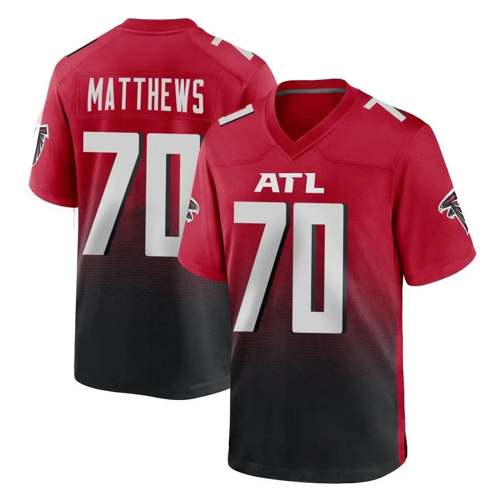 Mdoa A.Falcons #70 Jake Matthews Player Red Home Game Stitched Jerseys