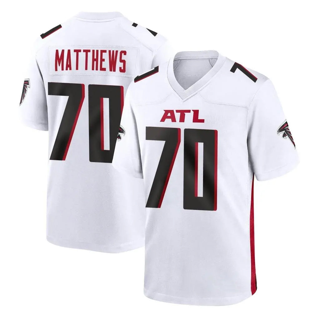 Mdoa A.Falcons #70 Jake Matthews Player White Home Game Stitched Jerseys