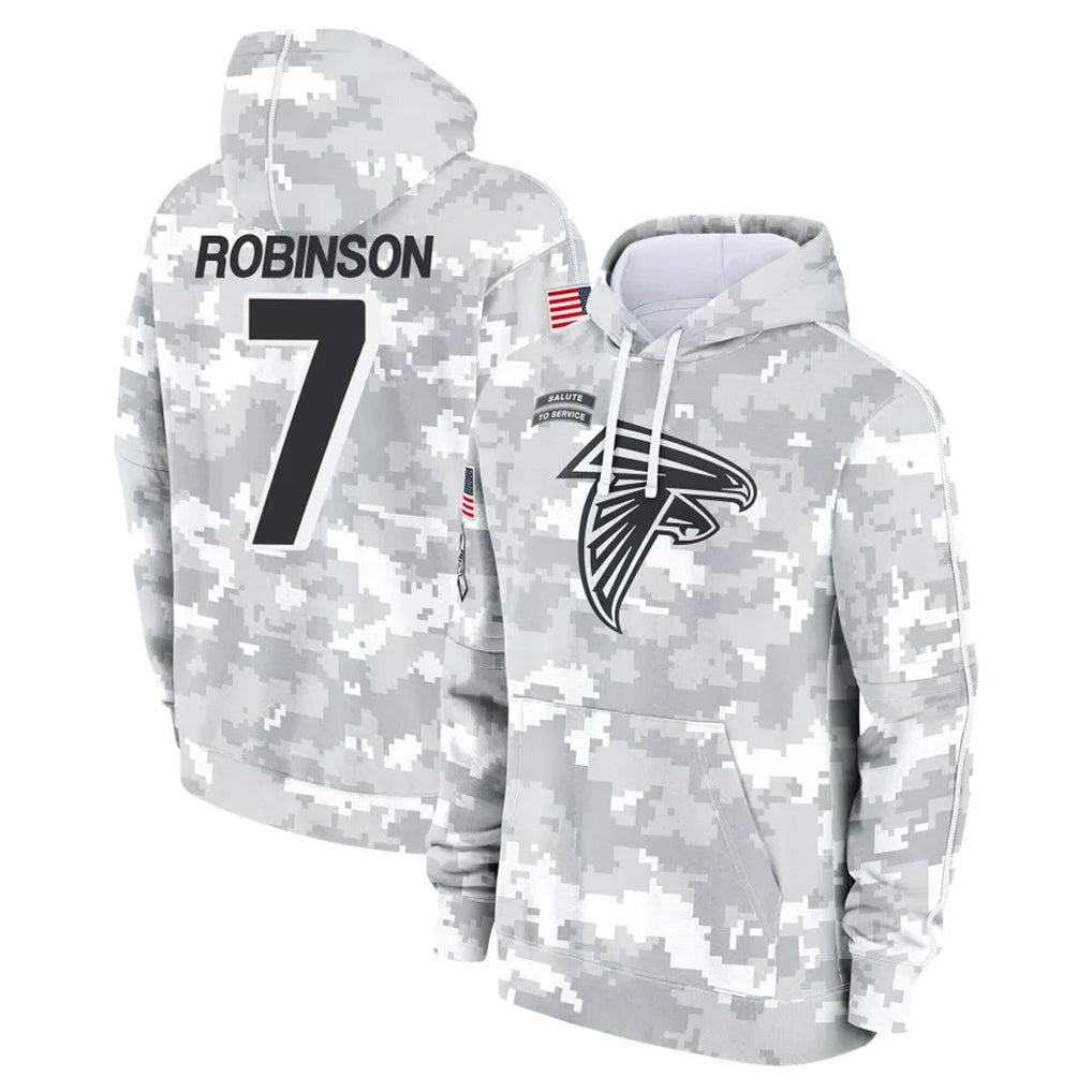 Mdoa A.Falcons #7 Bijan Robinson Player Camo Arctic Salute to Service Hoodies Limited Stitched Jerseys