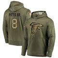 Mdoa A.Falcons #8 Kyle Pitts Player Salute to Service Club Fleece Olive Hoodie Stitched Jerseys