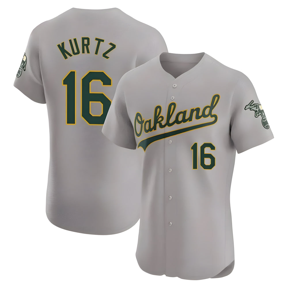 Mdoa Athletics #16 Nick Kurtz Player Gray Elite Road Stitched Jerseys