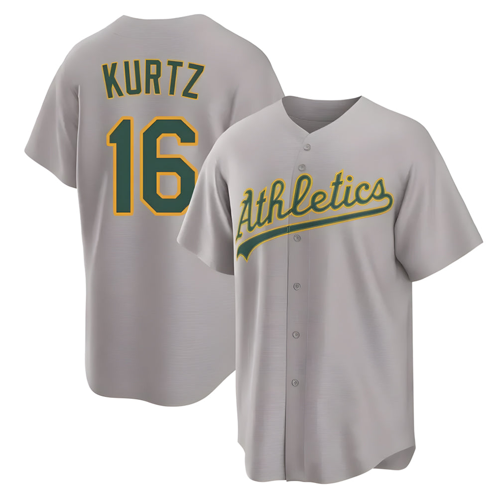Mdoa Athletics #16 Nick Kurtz Player Gray Home Game Stitched Jerseys