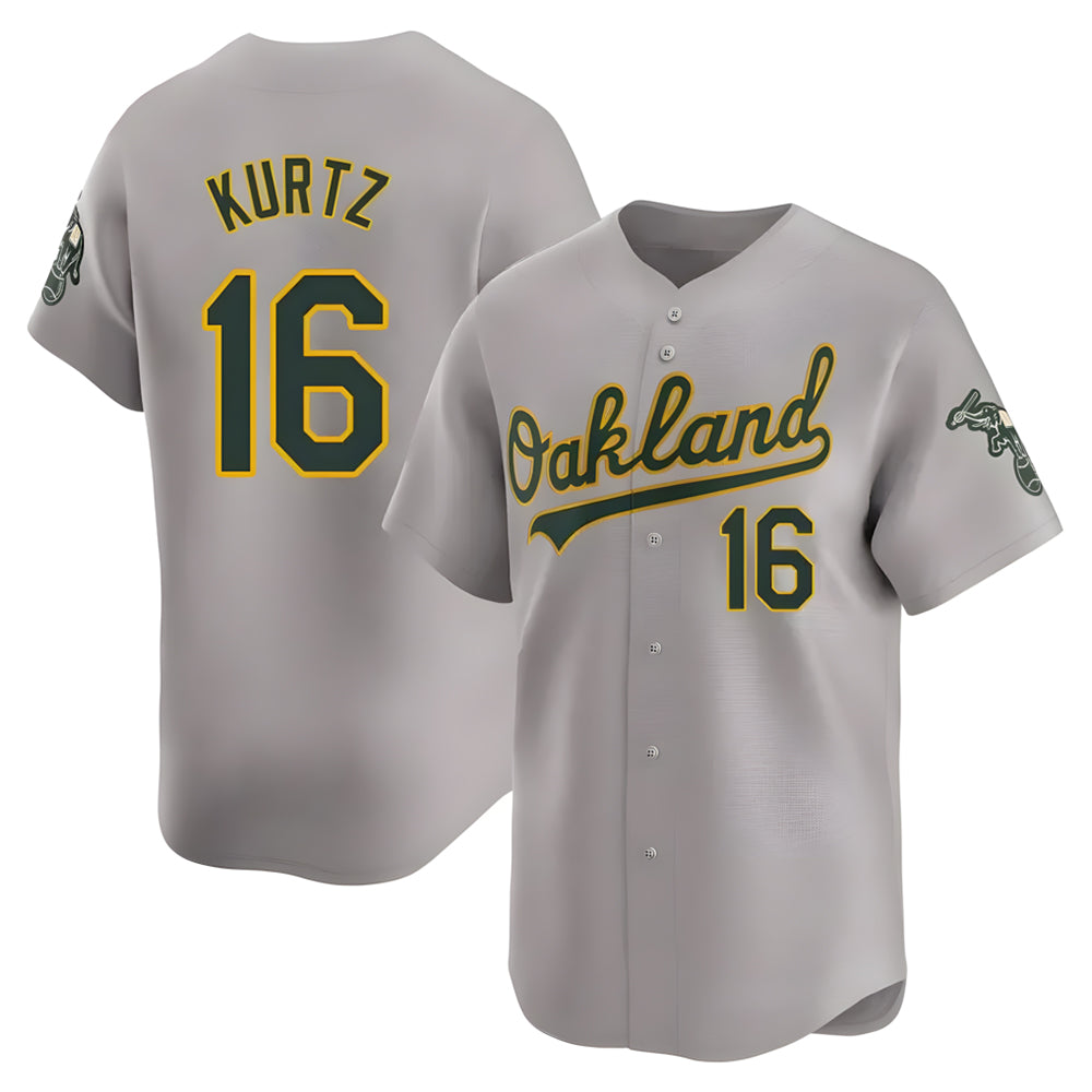 Mdoa Athletics #16 Nick Kurtz Player Grey Home Limited Stitched Jerseys