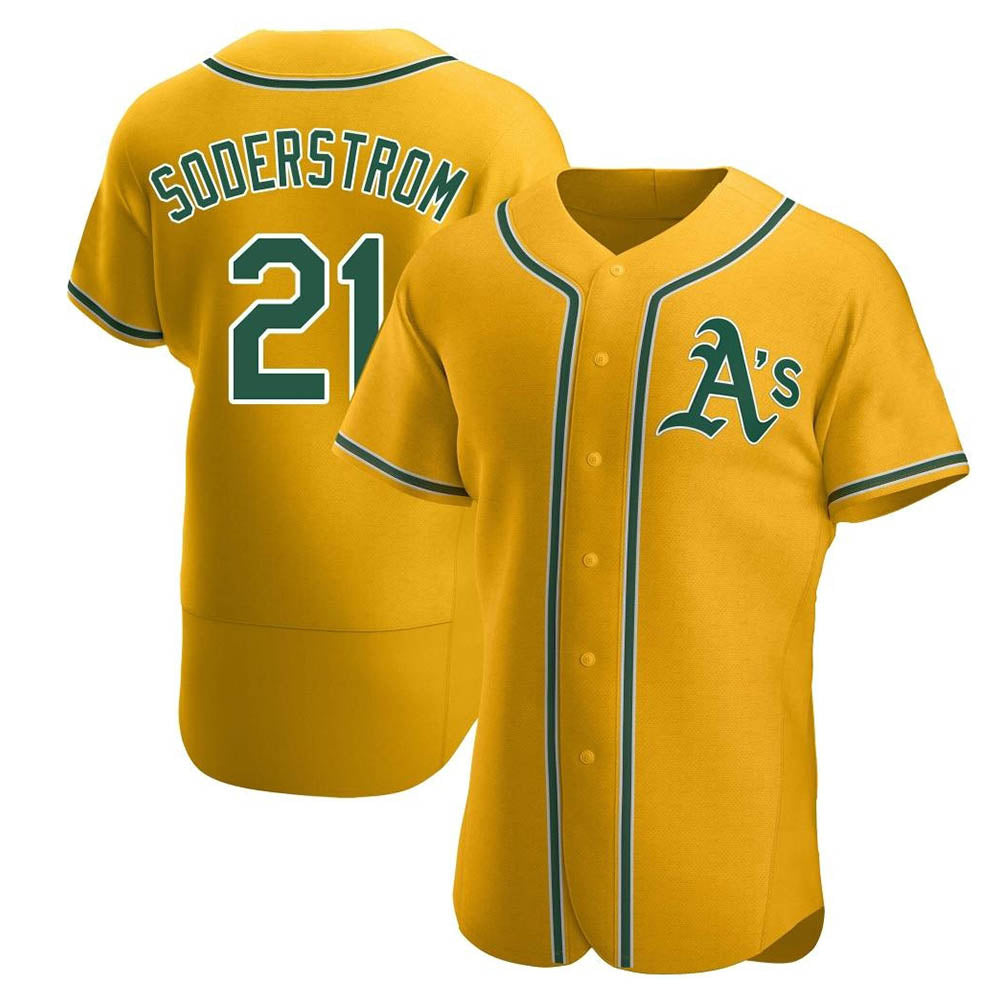 Mdoa Athletics #21 Tyler Soderstrom Player Gold Authentic Alternate Stitched Jersey