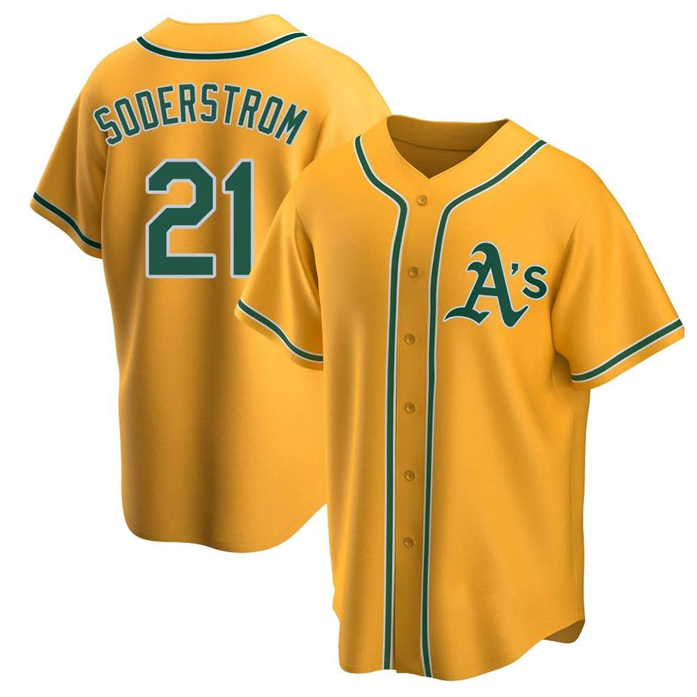 Mdoa Athletics #21 Tyler Soderstrom Player Gold Replica Alternate Stitched Jersey