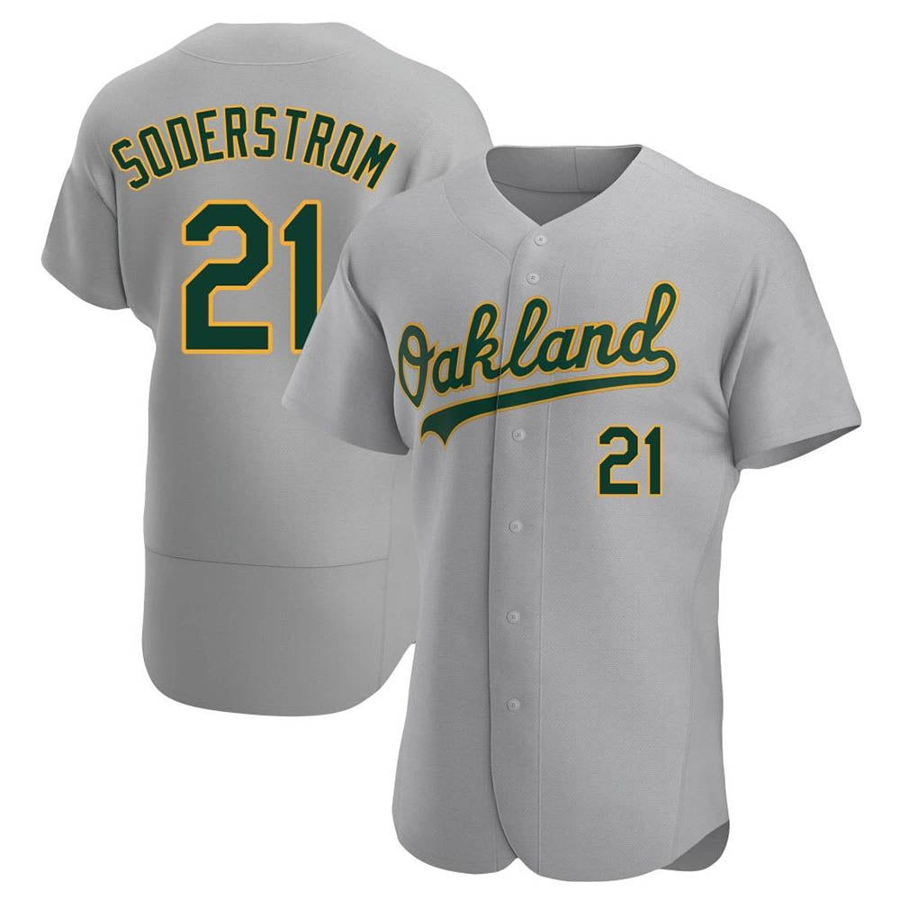 Mdoa Athletics #21 Tyler Soderstrom Player Gray Authentic Road Stitched Jersey