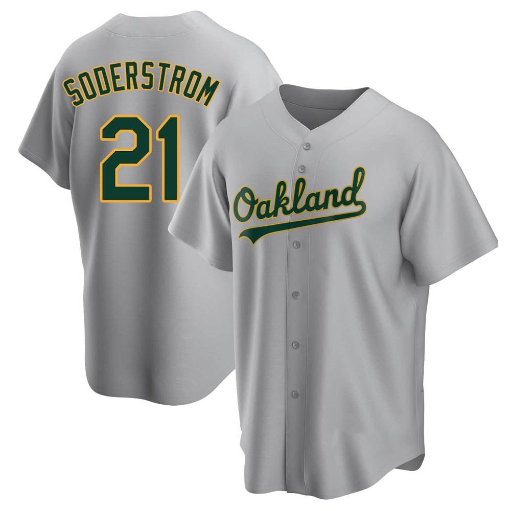Mdoa Athletics #21 Tyler Soderstrom Player Gray Replica Road Stitched Jersey