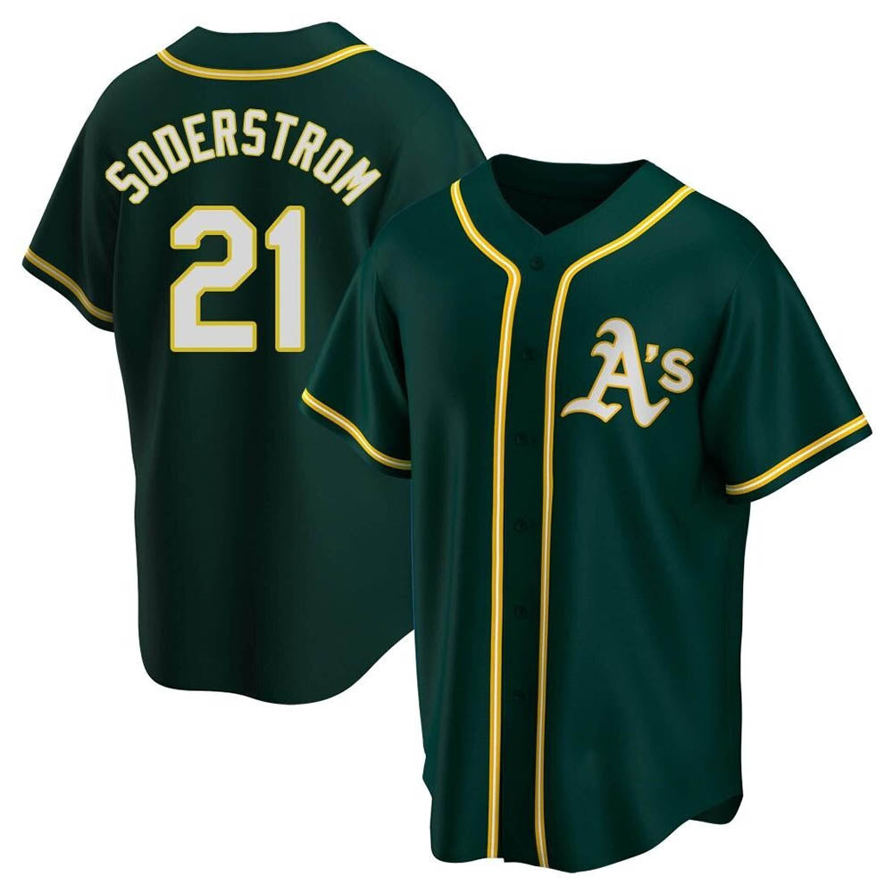 Mdoa Athletics #21 Tyler Soderstrom Player Green Replica Alternate Stitched Jersey