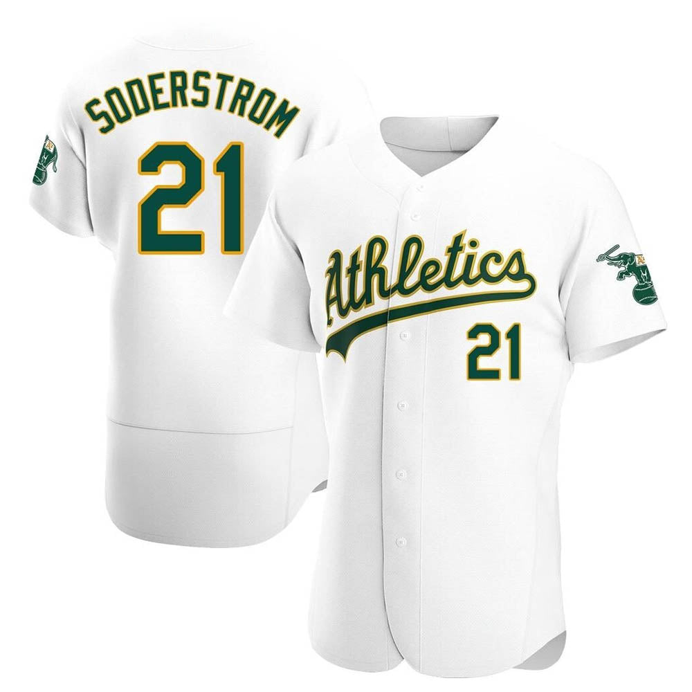 Mdoa Athletics #21 Tyler Soderstrom Player White Authentic Home Stitched Jersey