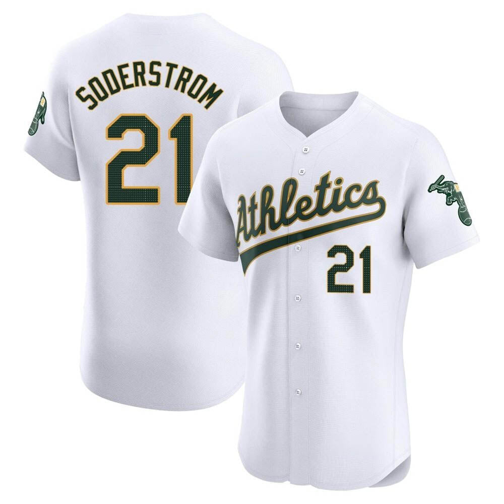 Mdoa Athletics #21 Tyler Soderstrom Player White Elite Home Stitched Jersey