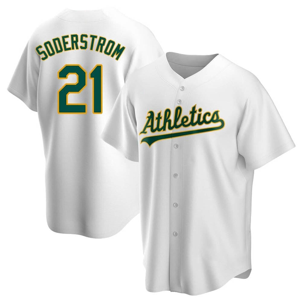 Mdoa Athletics #21 Tyler Soderstrom Player White Replica Home Stitched Jersey