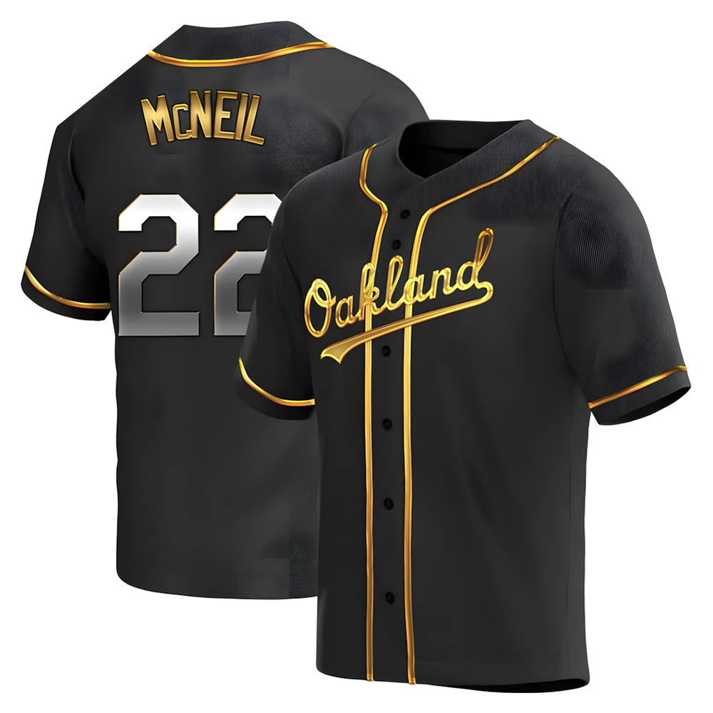Mdoa Athletics #22 Jeff McNeil player Gold Replica Black en Alternate Stitched Jersey