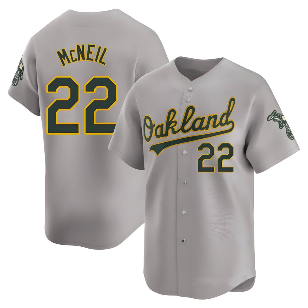 Mdoa Athletics #22 Jeff McNeil player Gray Limited Away Stitched Jersey