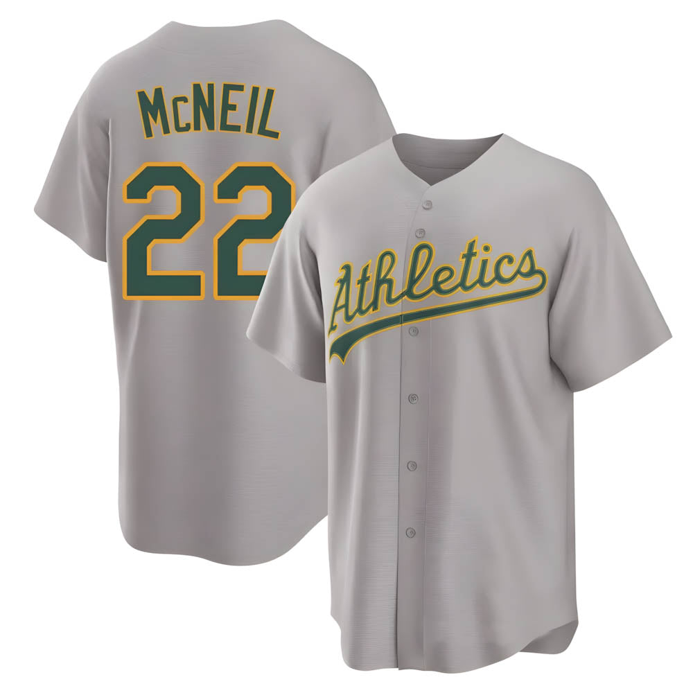 Mdoa Athletics #22 Jeff McNeil player Gray Replica Away Stitched Jersey