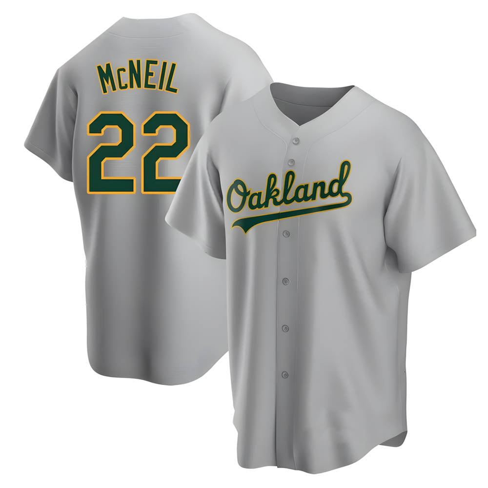 Mdoa Athletics #22 Jeff McNeil player Gray Replica Road Stitched Jersey
