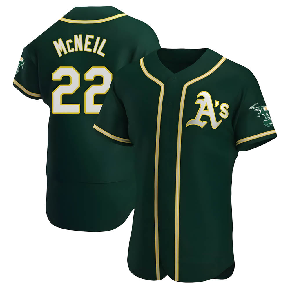 Mdoa Athletics #22 Jeff McNeil player Green Authentic Alternate Stitched Jersey