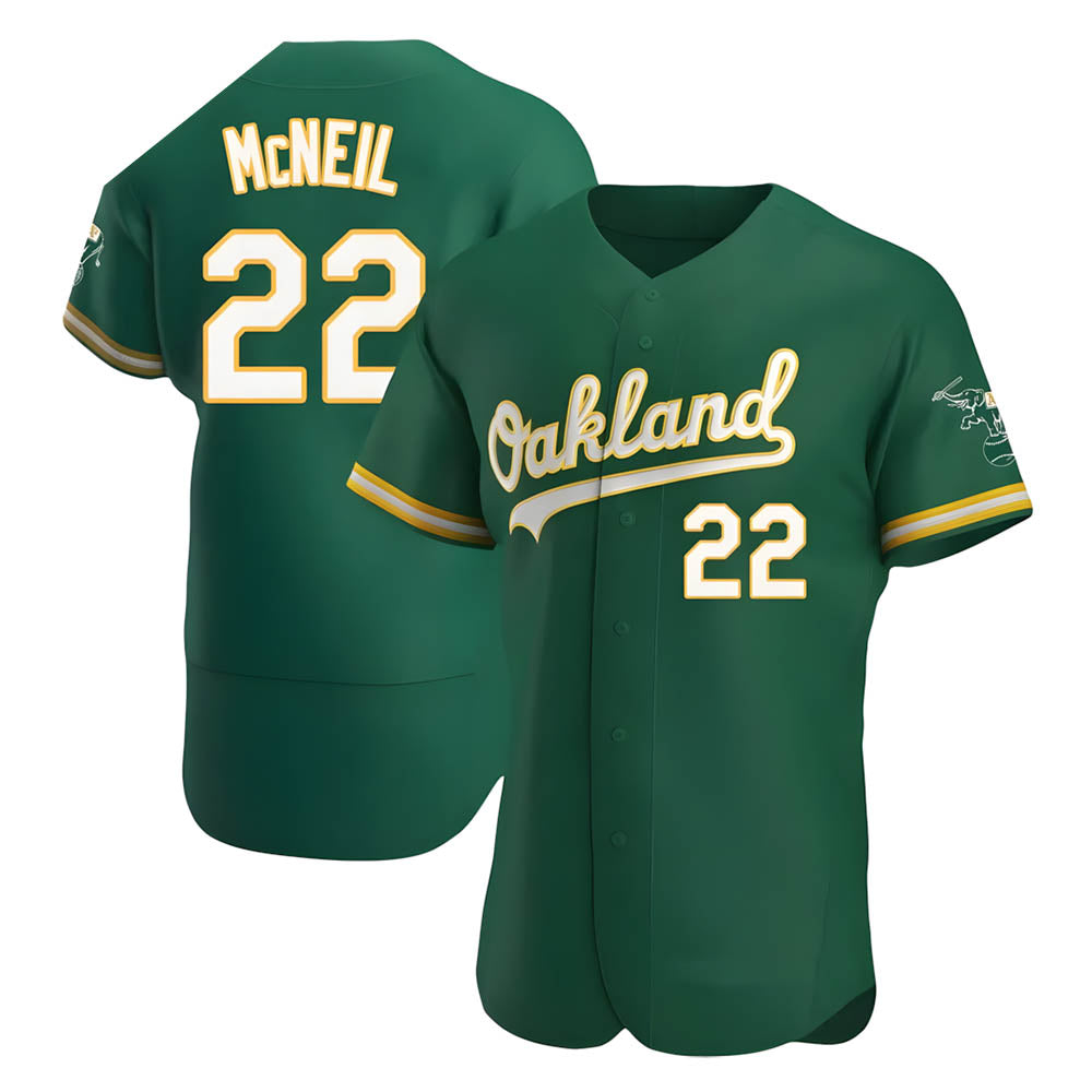 Mdoa Athletics #22 Jeff McNeil player Green Authentic Kelly Alternate Stitched Jersey