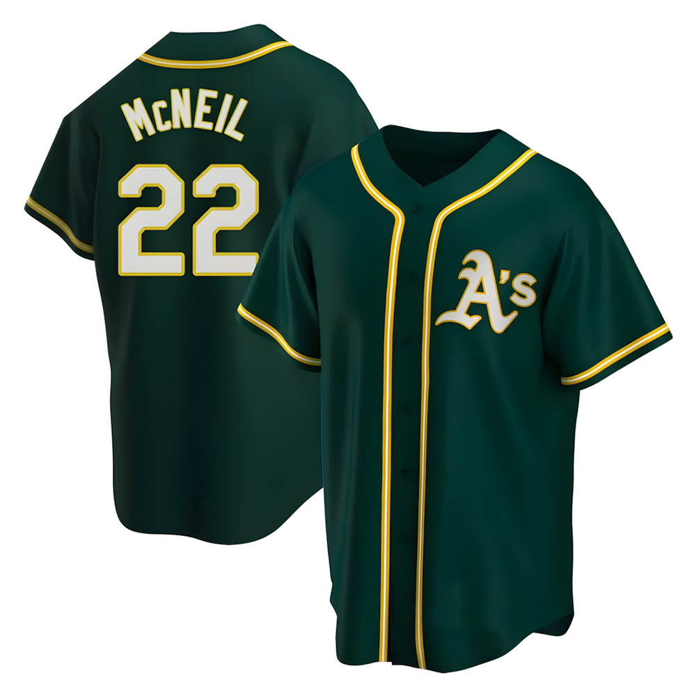 Mdoa Athletics #22 Jeff McNeil player Green Replica Alternate Stitched Jersey