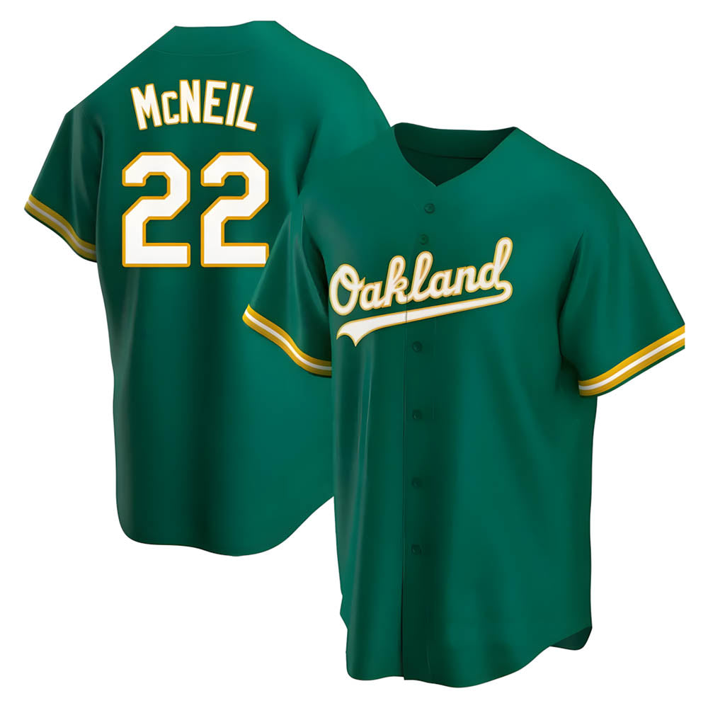 Mdoa Athletics #22 Jeff McNeil player Green Replica Kelly Alternate Stitched Jersey