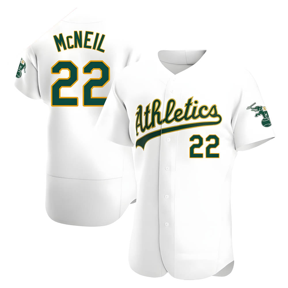 Mdoa Athletics #22 Jeff McNeil player White Authentic Home Stitched Jersey
