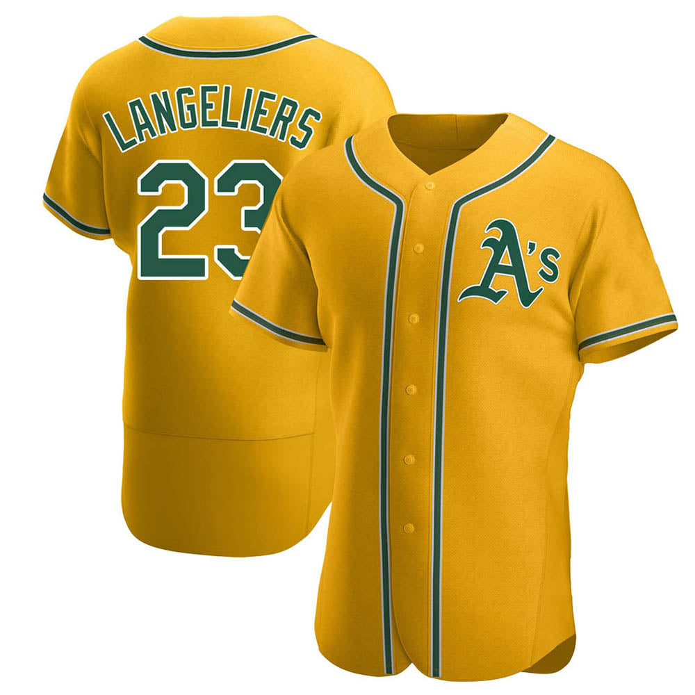 Mdoa Athletics #23 Shea Langeliers Player Gold Authentic Alternate Stitched Jerseys