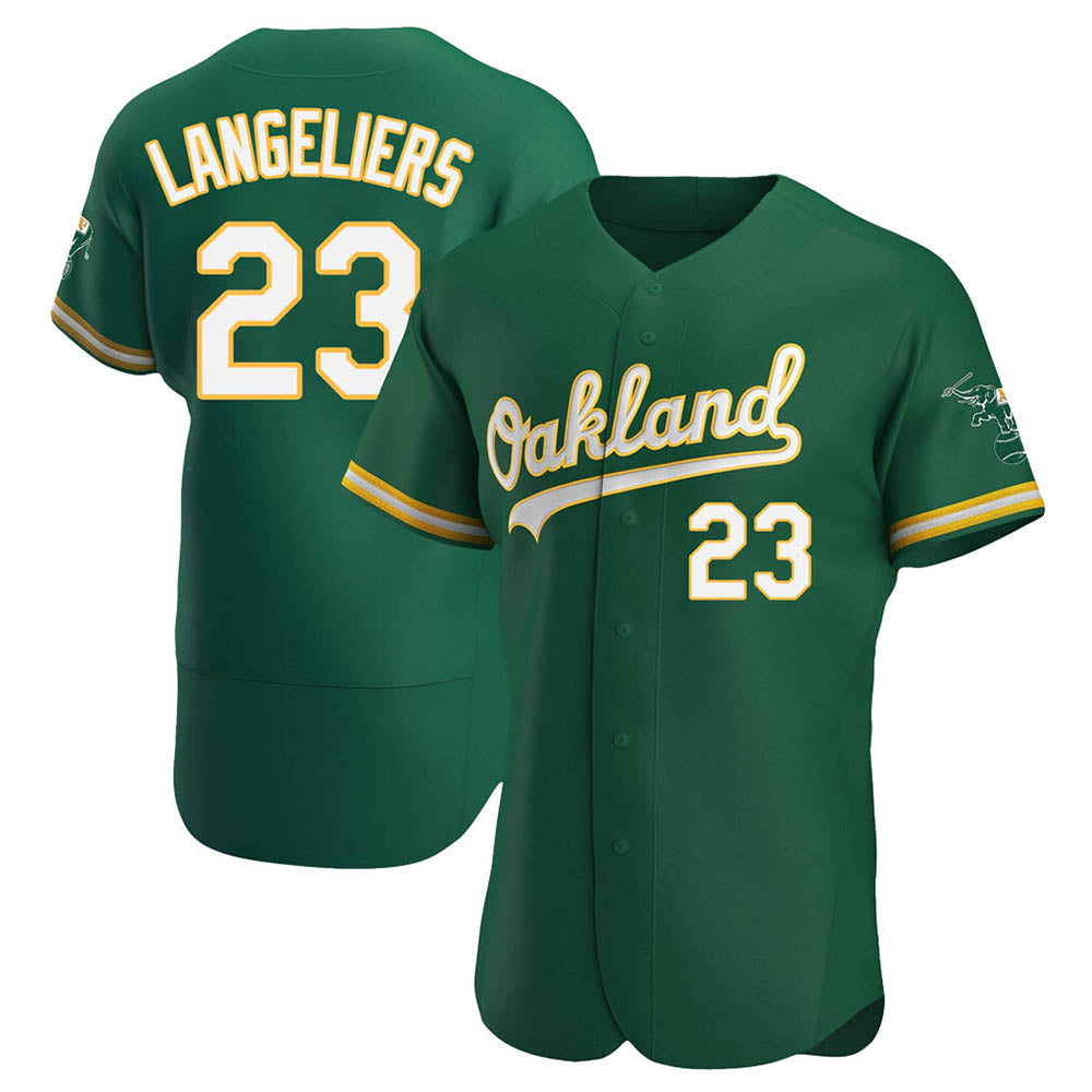Mdoa Athletics #23 Shea Langeliers Player Green Authentic Kelly Alternate Stitched Jerseys