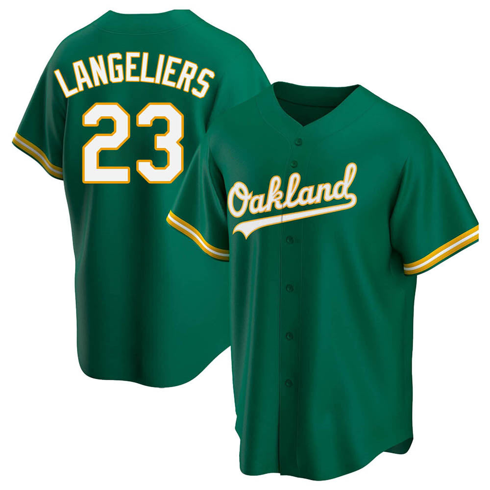 Mdoa Athletics #23 Shea Langeliers Player Green Replica Kelly Alternate Stitched Jerseys