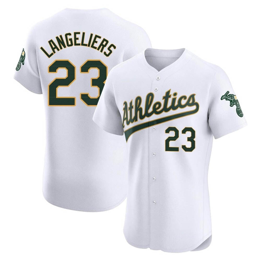 Mdoa Athletics #23 Shea Langeliers Player White Elite Home Stitched Jersey