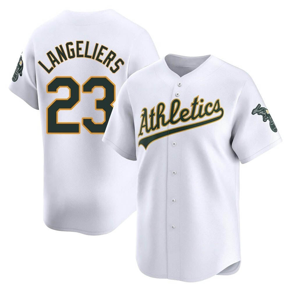 Mdoa Athletics #23 Shea Langeliers Player White Limited Home Stitched Jersey