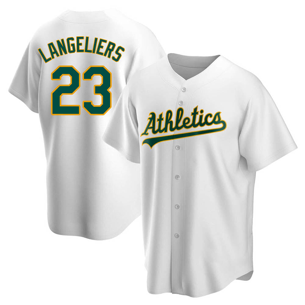 Mdoa Athletics #23 Shea Langeliers Player White Replica Home Stitched Jerseys