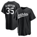 Mdoa Athletics #35 Rickey Henderson Player Black&White Replica Stitched Jersey
