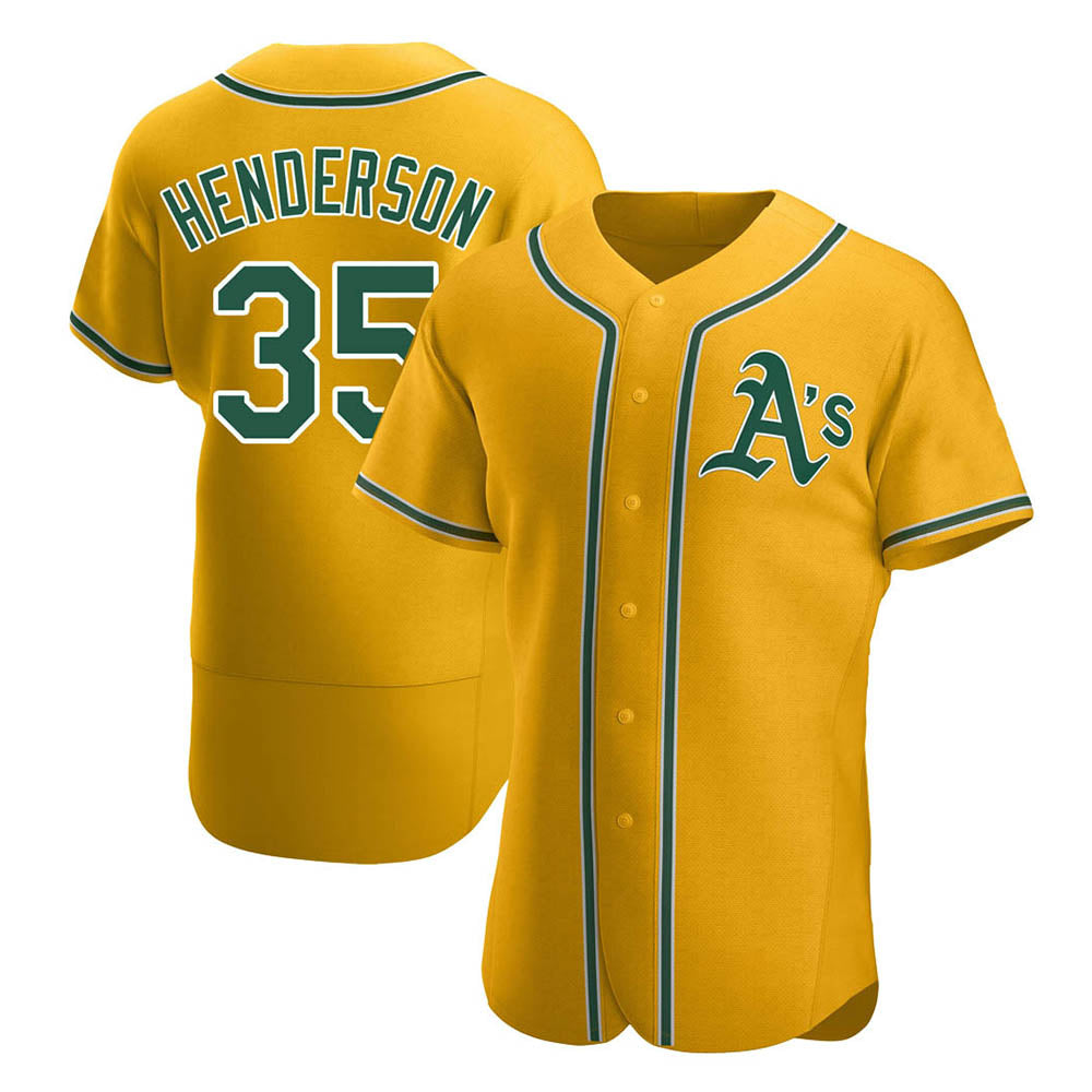 Mdoa Athletics #35 Rickey Henderson Player Gold Authentic Alternate Stitched Jersey