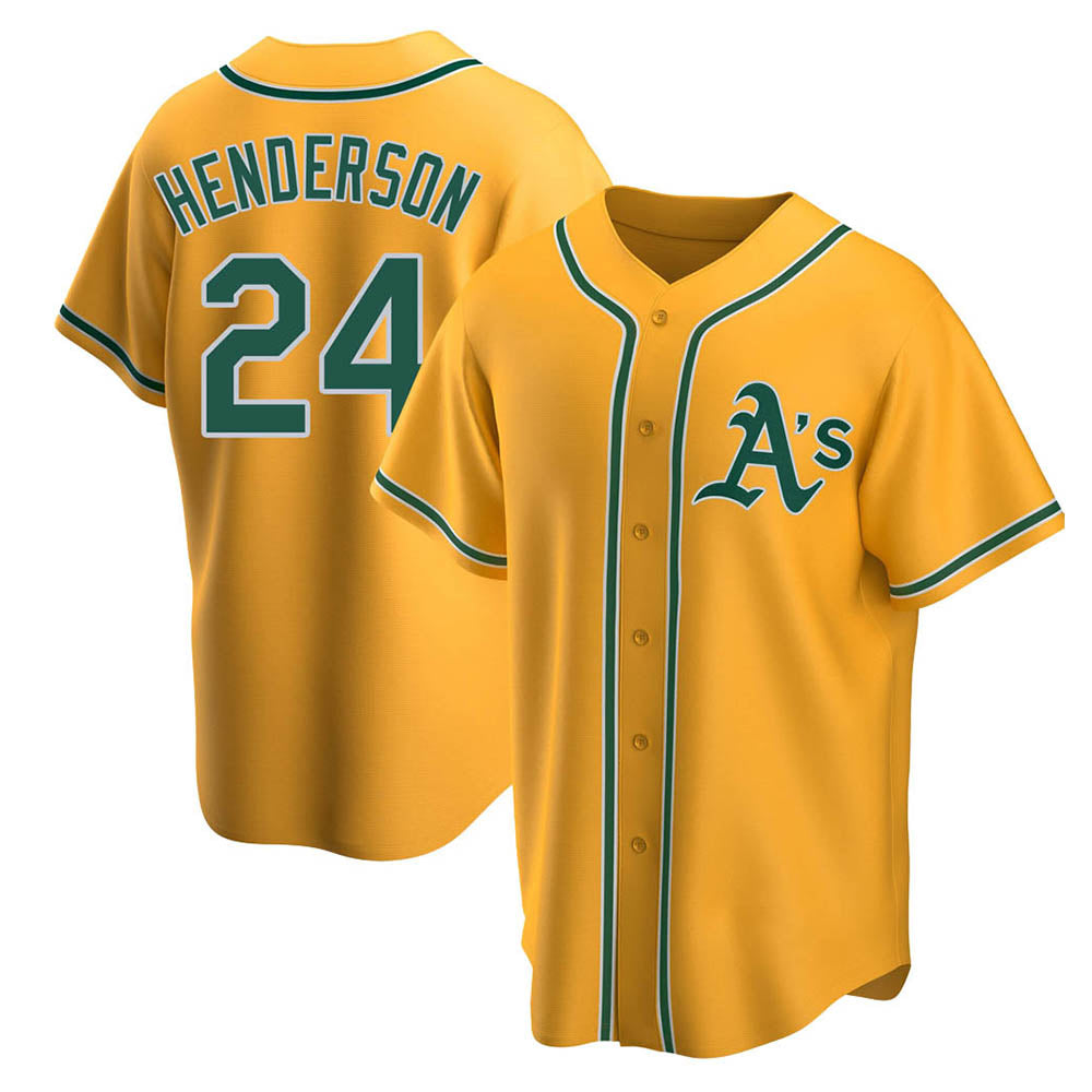 Mdoa Athletics #24 Rickey Henderson Player Gold Replica Alternate Stitched Jersey