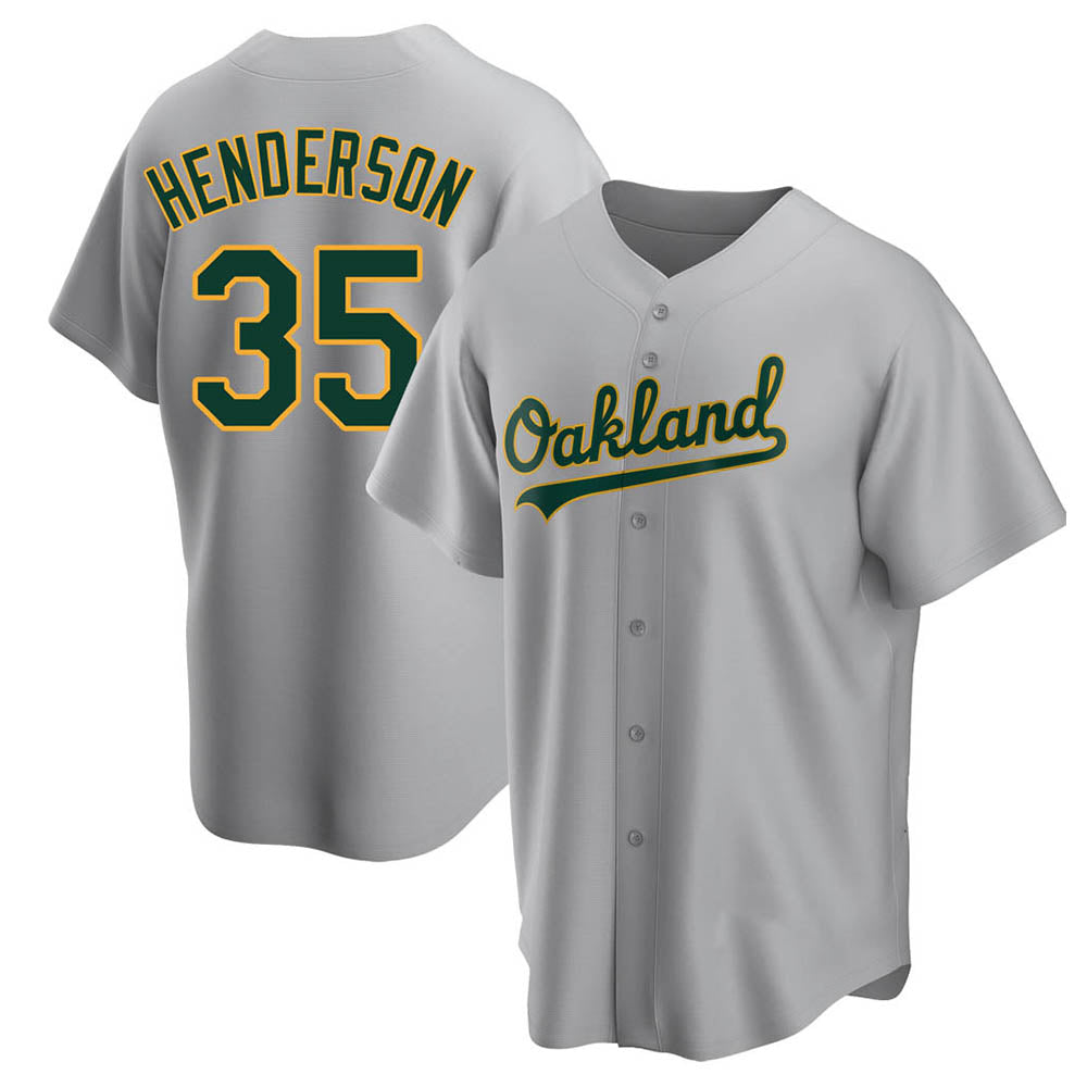 Mdoa Athletics #35 Rickey Henderson Player Gray Replica Road Stitched Jersey