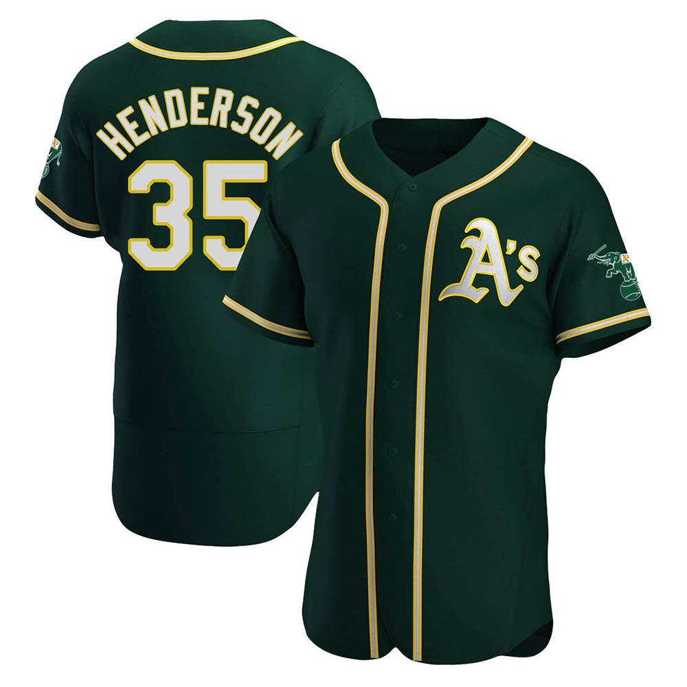 Mdoa Athletics #35 Rickey Henderson Player Green Authentic Alternate Stitched Jersey