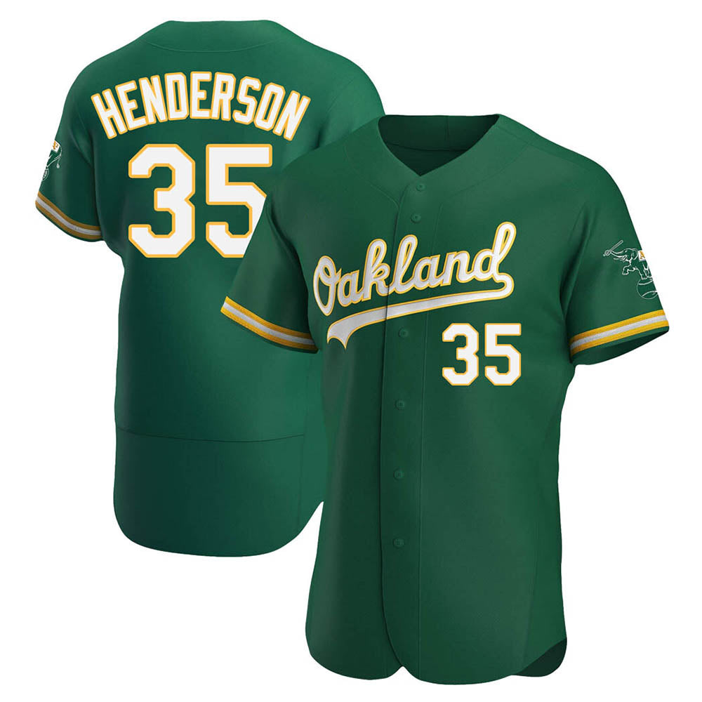 Mdoa Athletics #35 Rickey Henderson Player Green Authentic Kelly Alternate Stitched Jersey