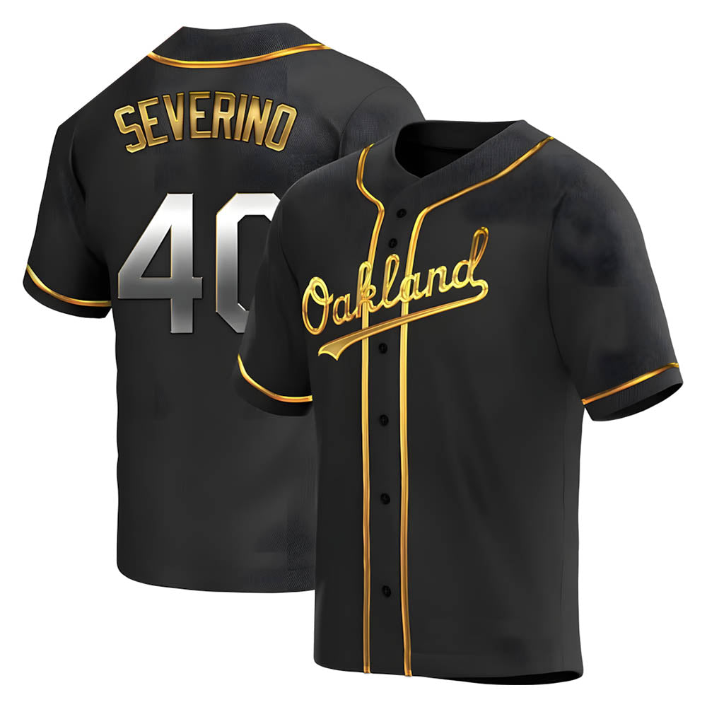Mdoa Athletics #40 Luis Severino player Gold Replica Black en Alternate Stitched Jersey
