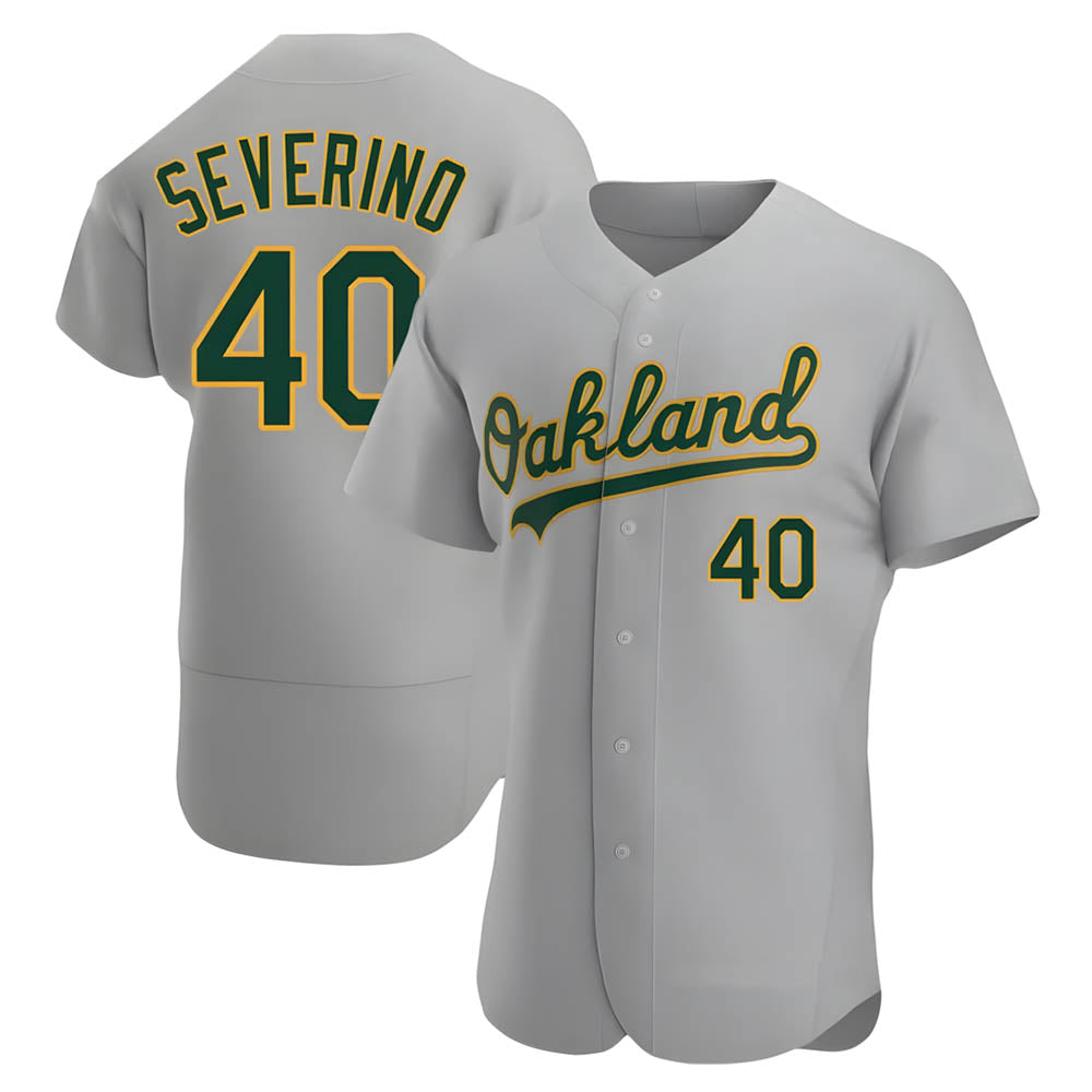 Mdoa Athletics #40 Luis Severino player Gray Authentic Road Stitched Jersey