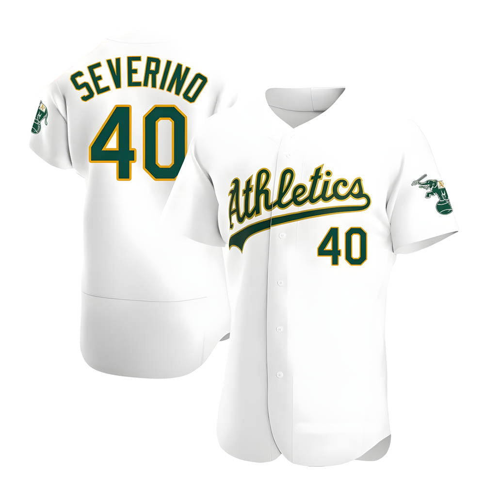 Mdoa Athletics #40 Luis Severino player White Authentic Home Stitched Jersey