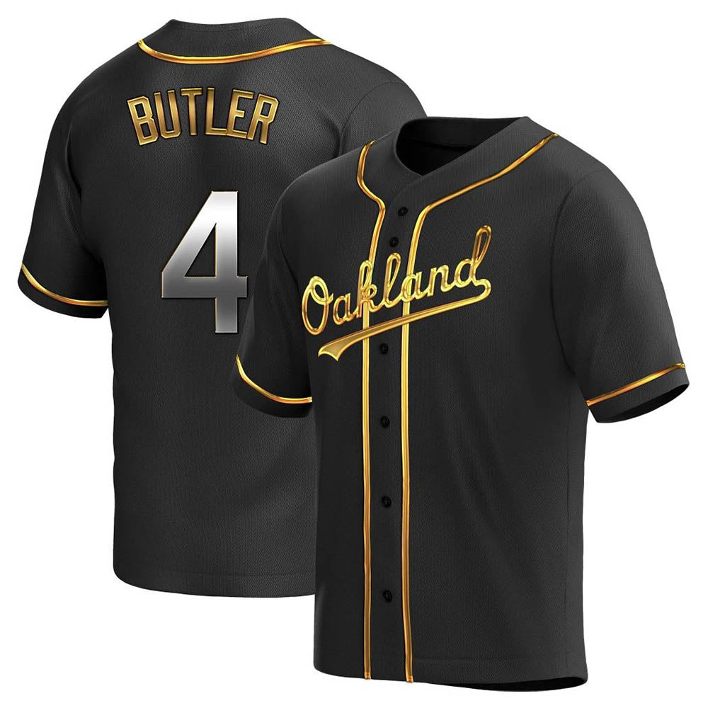 Mdoa Athletics #4 Lawrence Butler player Black Golden Replica Alternate Stitched Jersey