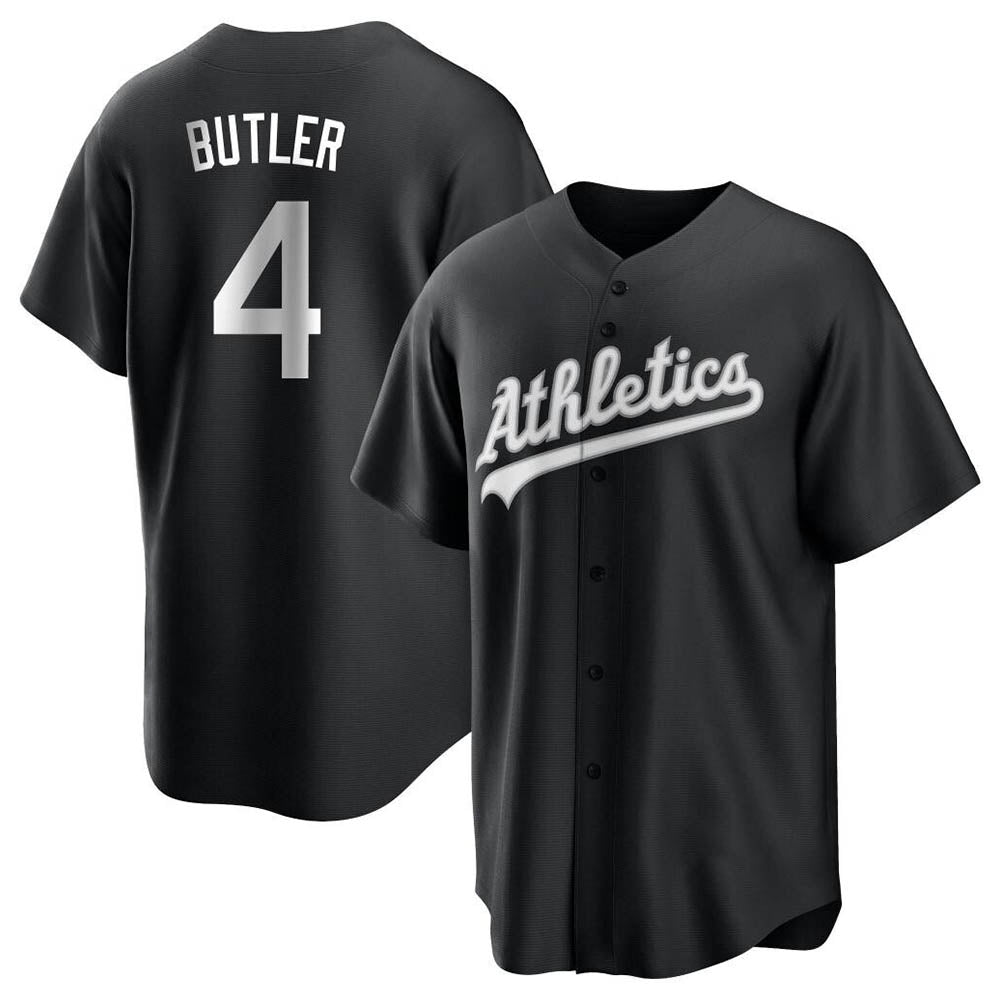 Mdoa Athletics #4 Lawrence Butler player Black&White Replica Alternate Stitched Jersey