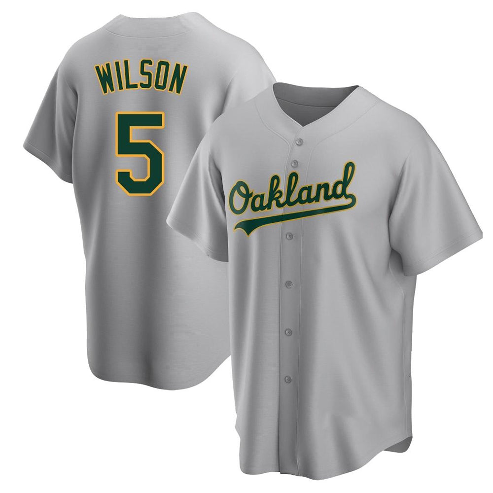Mdoa Athletics #5 Jacob Wilson Gray Replica Road Stitched Jersey