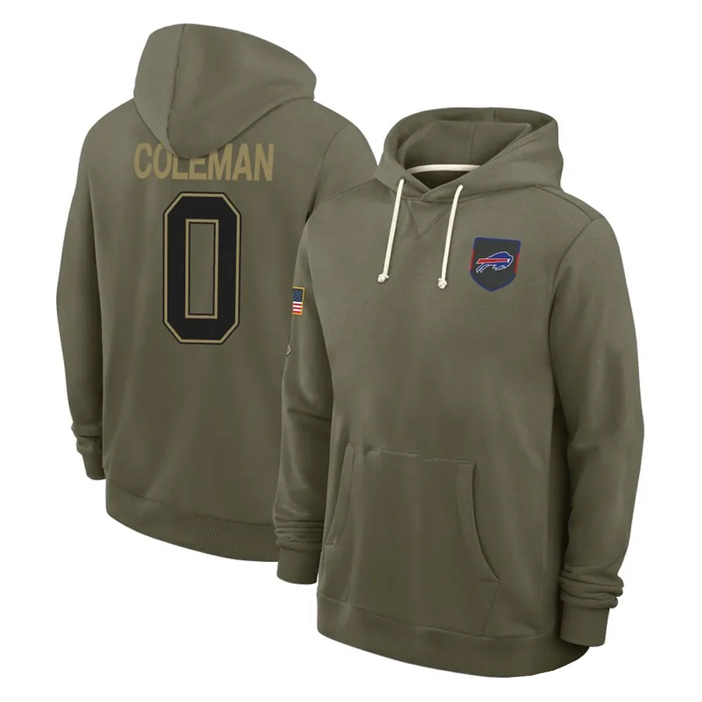 Mdoa B.Bills #0 Keon Coleman Player Olive Salute To Service Hoodies Game Stitched Jerseys