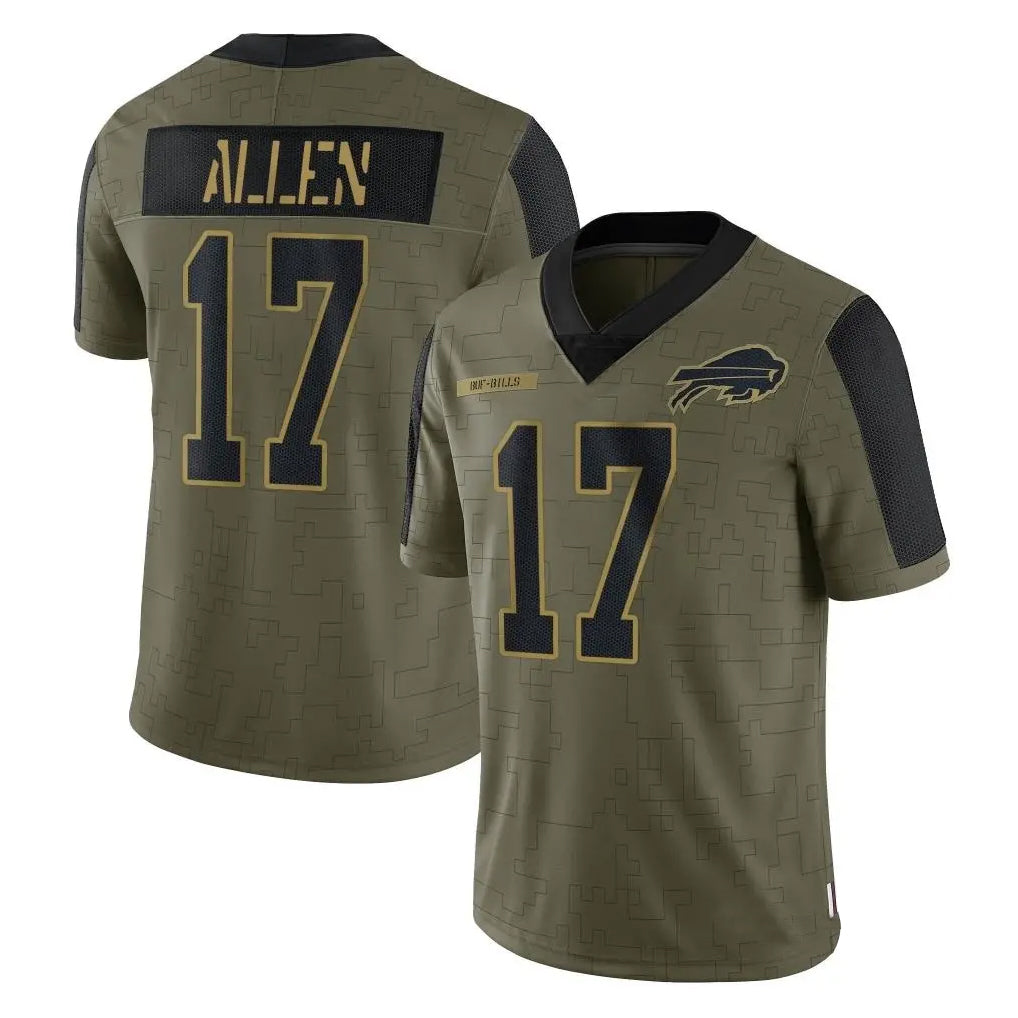 Mdoa B.Bills #17 Josh Allen Player Olive Salute To Service Limited Game Stitched Jerseys