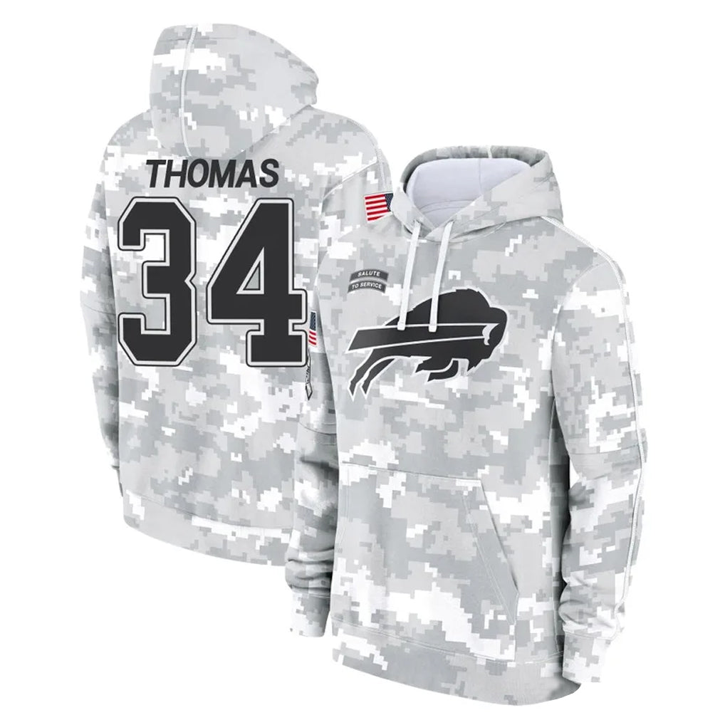Mdoa B.Bills #34 Thurman Thomas Player Arctic Camo Salute to Service Hoodies Limited Stitched Jerseys