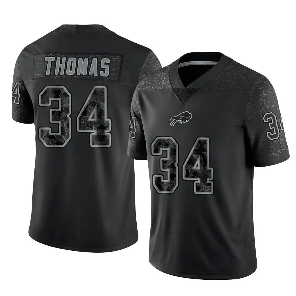 Mdoa B.Bills #34 Thurman Thomas Player Black RFLCTV Limited Stitched Jerseys