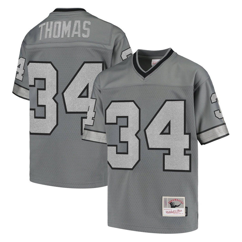 Mdoa B.Bills #34 Thurman Thomas Player Gray Throwback Replica Stitched Jerseys
