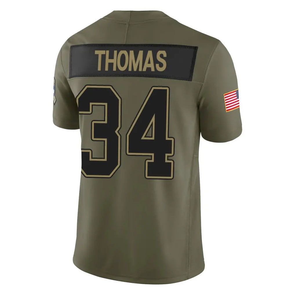 Mdoa B.Bills #34 Thurman Thomas Player Olive Salute To Service Limited Game Stitched Jerseys