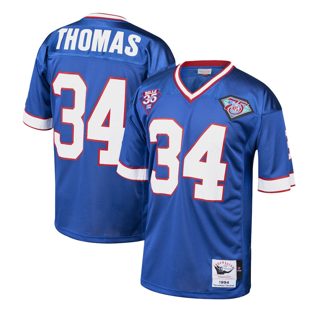 Mdoa B.Bills #34 Thurman Thomas Player Royal Mitchell & Ness 1985 Throwback Retired Stitched Jerseys