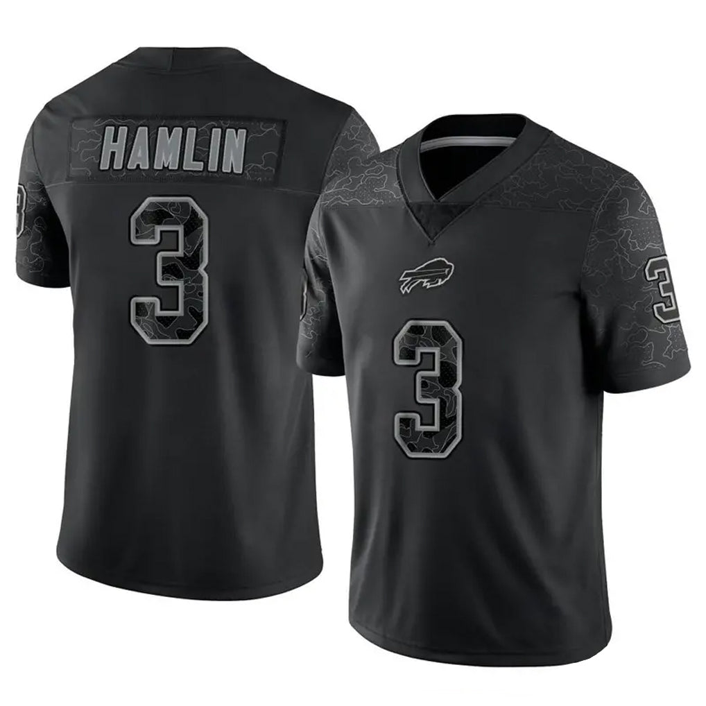 Mdoa B.Bills #3 Damar Hamlin Player Black RFLCTV Limited Stitched Jerseys